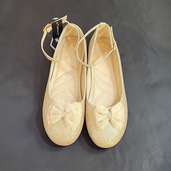 BRAND NEW TAHARI MARY BOWKNOT DESIGN ANKLE STRAP GLITTER EMBROIDERY SHOE - Picture 2 of 14